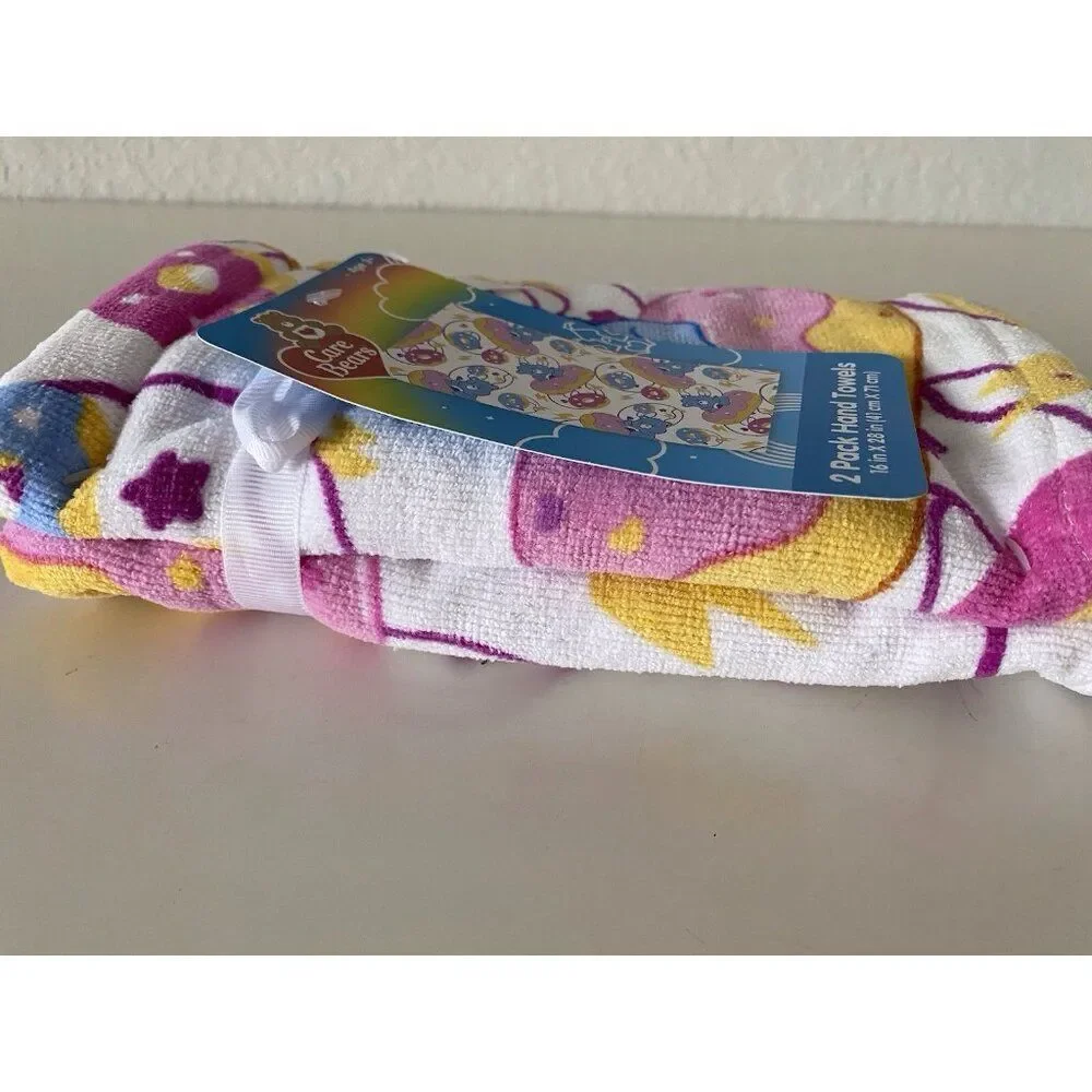 2 Pack Care Bears‎ Grumpy Bear And Donuts Bath Hand Towels 16 X 28” NEW